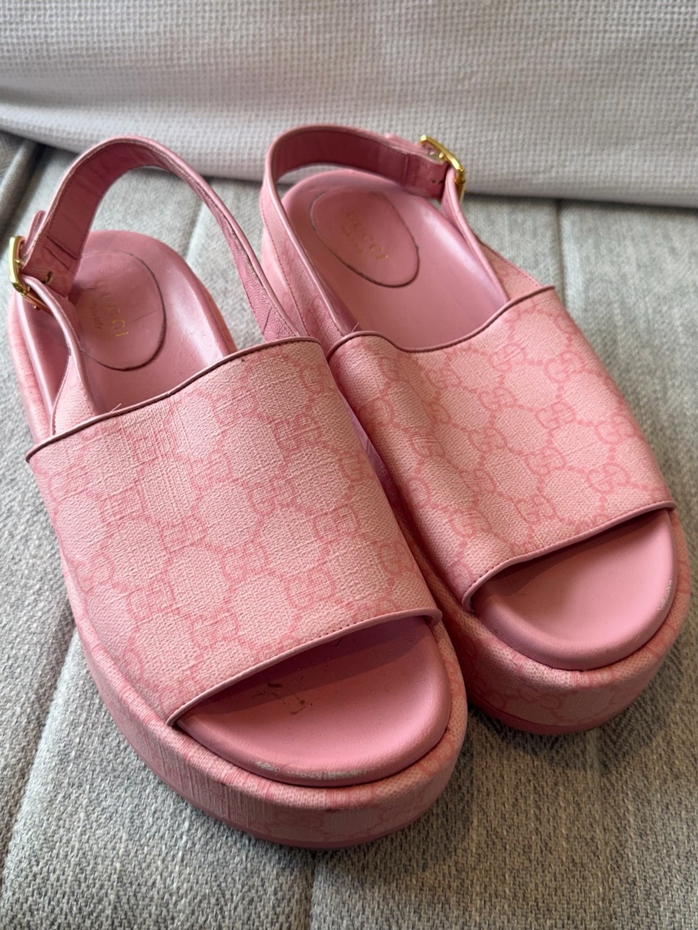 Gucci Women's Platform Slingback Sandals Pink